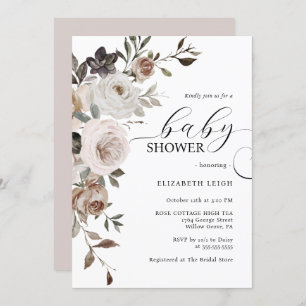 Elegant Floral Baby Shower Invitation 