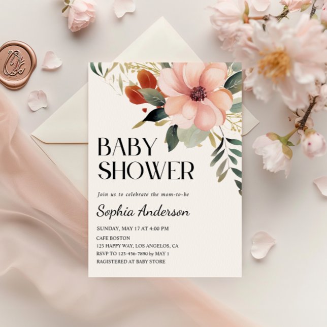 Elegant Floral Baby Shower Invitation for Girl (Creator Uploaded)