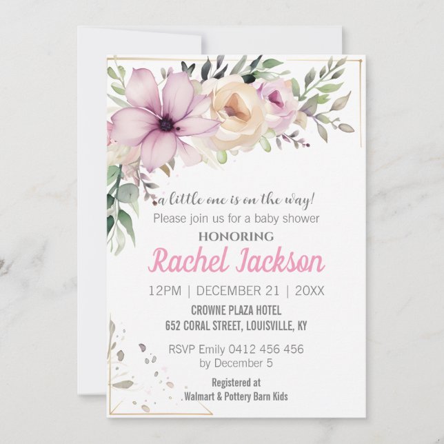 Elegant Floral Baby Shower Painting Botanical Invitation (Front)
