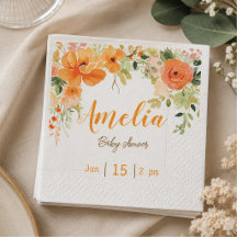 Elegant Floral Baby Shower Paper Napkins
