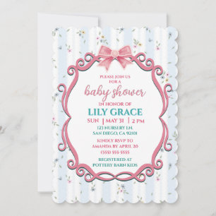 Elegant Floral Baby Shower Pink Shabby Chic Invite