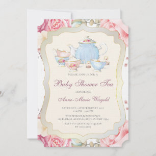 Elegant Floral Baby Shower Tea Invitation