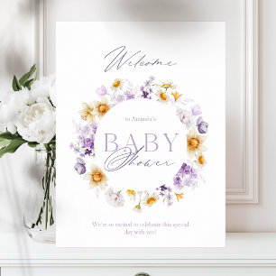 Elegant Floral Baby Shower Welcome Poster