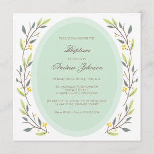 Elegant Floral Baptism/Christening Invitation