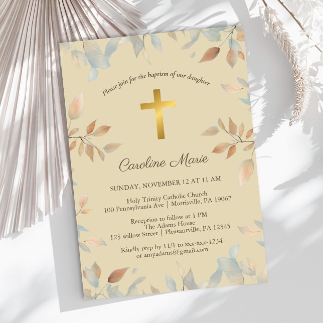 Elegant Floral Baptism Invitation (Creator Uploaded)