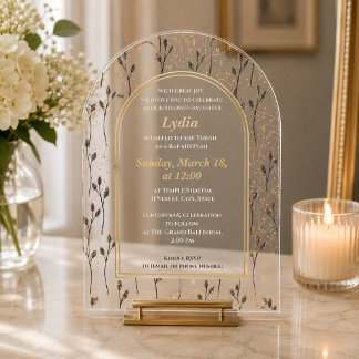 Elegant Floral Bat Mitzvah Invitation