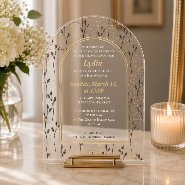 Elegant Floral Bat Mitzvah Invitation (Creator Uploaded)