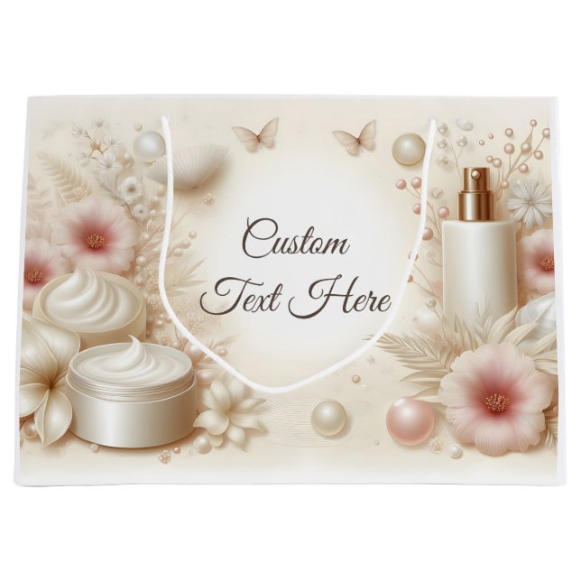 Elegant Floral Beauty Cosmetic Professional Large Gift Bag (Front)