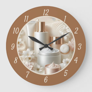 Elegant Floral Beauty Cosmetic Salon Large Clock