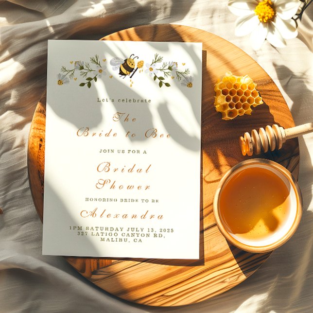 Elegant floral bee bridal shower invitation (Creator Uploaded)