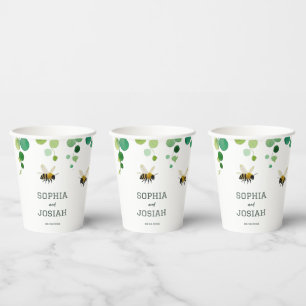 Elegant floral Bee love natual wedding Paper Cups