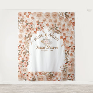 Elegant floral beige roses bridal shower tapestry