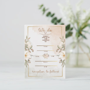 Elegant Floral Beige Watercolor Minimal Gold Frame Holiday Postcard