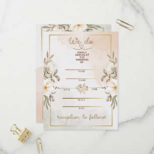 Elegant Floral Beige Watercolor Minimal Gold Frame Invitation Postcard
