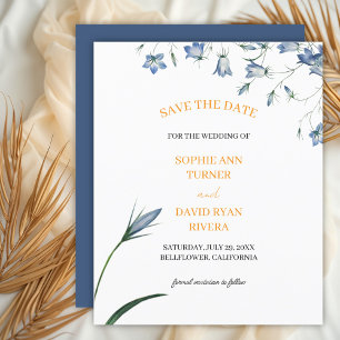 Elegant Floral Bellflower Budget Save the Date Flyer
