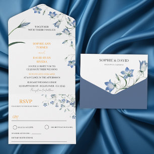 Elegant Floral Bellflower Seal an Send Wedding All In One Invitation