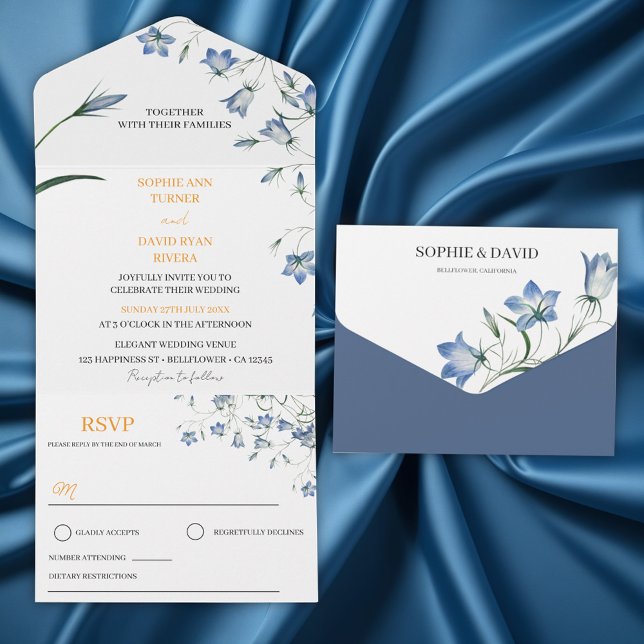 Elegant Floral Bellflower Seal an Send Wedding All In One Invitation (Creator Uploaded)