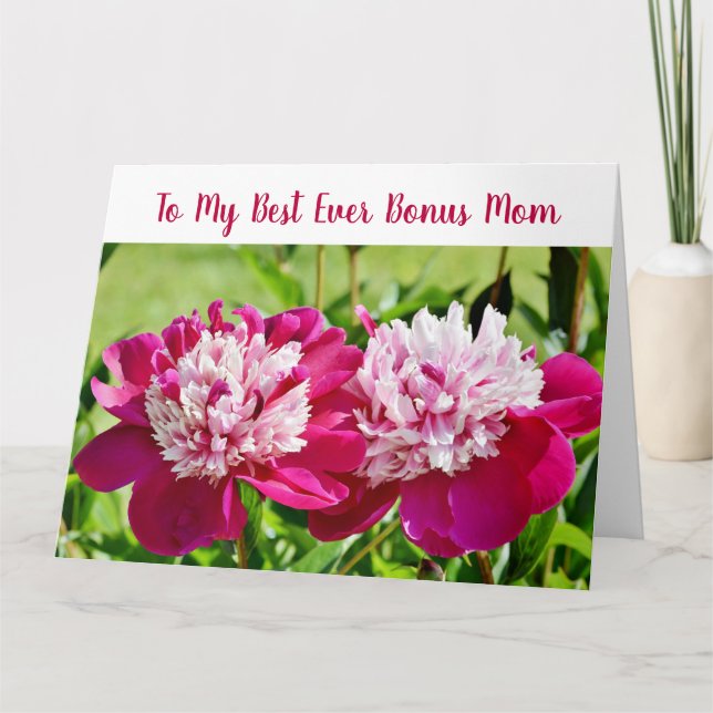 Elegant Floral Best Bonus Mum Ever Mother's Day Card (Front)