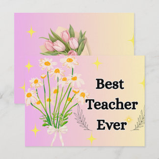 Elegant Floral Best Teacher Ever Gift Design Postcard