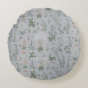 Elegant Floral Bird Pattern Round Cushion