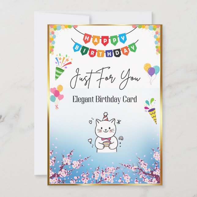 Elegant Floral Birthday Card for Her. (Front)