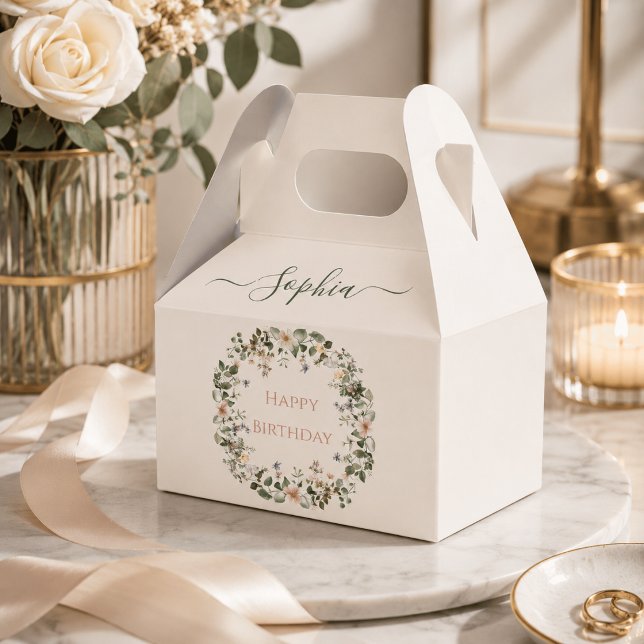 Elegant Floral Birthday – Custom Party Favour Box (Creator Uploaded)