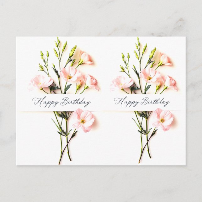 Elegant Floral Birthday Hand Written Text Postcard (Front)