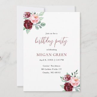 Elegant Floral Birthday Invitation