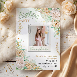 Elegant Floral Birthday Invitation