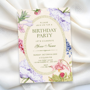 Elegant floral birthday invitation