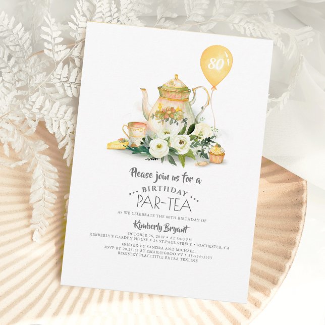 Elegant Floral Birthday Par-tea Invitation (Creator Uploaded)
