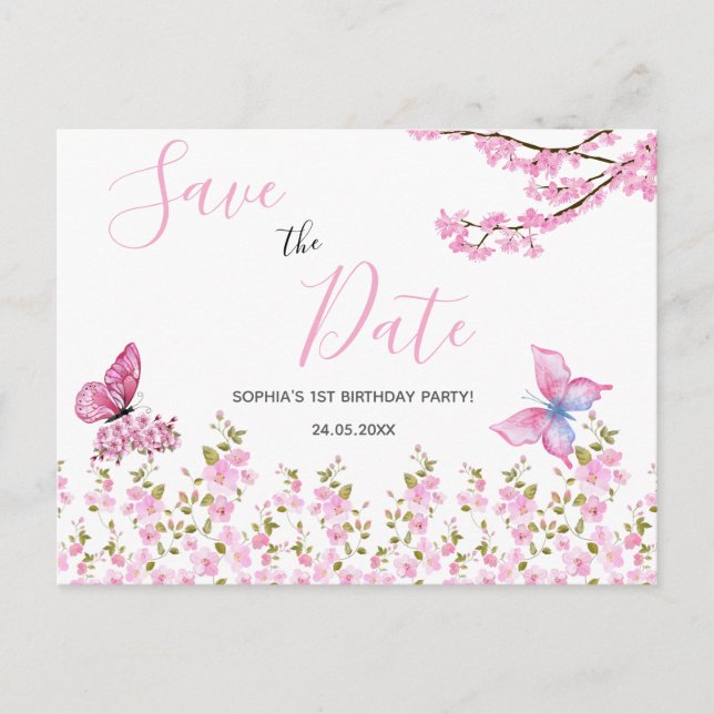 Elegant Floral Birthday Party Postcard (Front)