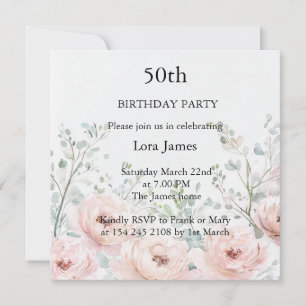 Elegant Floral Birthday Soft Feminine Personalised Card