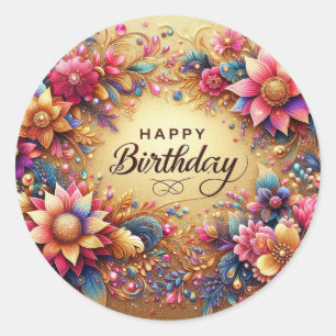 Elegant Floral Birthday stickers