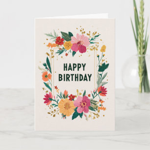 Elegant Floral Birthday Wishes Card