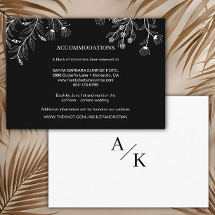 Elegant Floral Black and White  Wedding Details  Enclosure Card