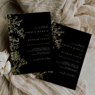 Elegant Floral Black Gold Wedding