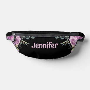 elegant floral black pink personalised cool bum bags