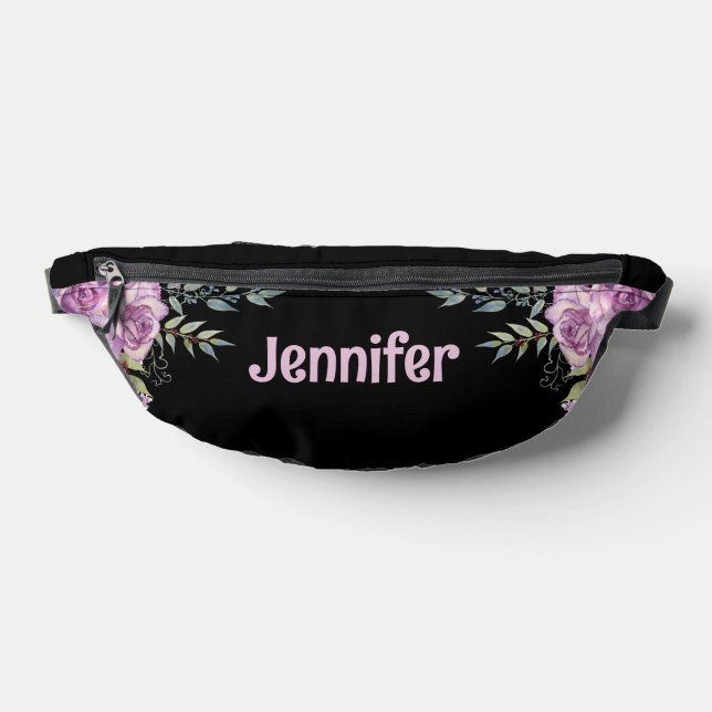 elegant floral black pink personalised cool bum bags (Lay Down)