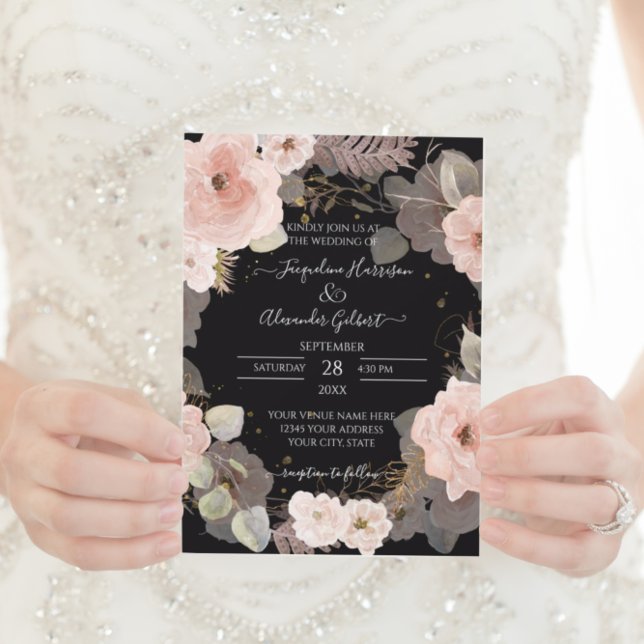 Elegant Floral Black Rose Gold Eucalyptus Leaf (Creator Uploaded)