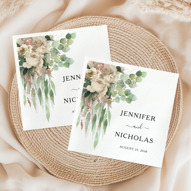 Elegant Floral Black & White Peonies Wedding Napkin (Elegant Floral Black & White Peonies Wedding Napkins)