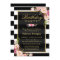 Elegant Floral Black White Stripes Birthday Party