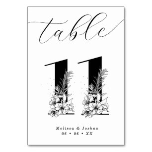 Elegant Floral Black & White Table 11 Number
