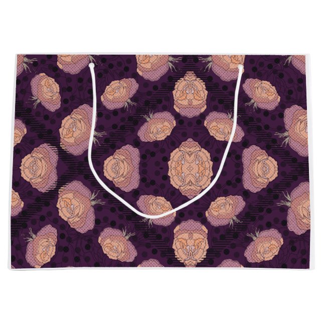 Elegant Floral Blanket – Cozy Botanical Throw  Large Gift Bag (Front)