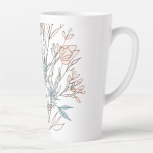 Elegant Floral Bloom Art   Modern Botanical Flower Latte Mug