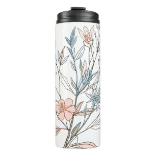 Elegant Floral Bloom Art   Modern Botanical Flower Thermal Tumbler