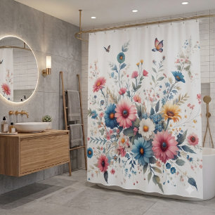 Elegant Floral Blooms Shower Curtain