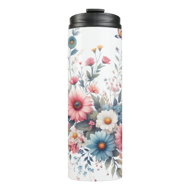 Elegant Floral Blooms Thermal Tumbler (Front)