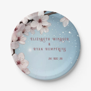 Elegant Floral Blossom Wedding Invitation Design Paper Plate