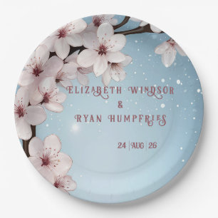 Elegant Floral Blossom Wedding Invitation Design Paper Plate
